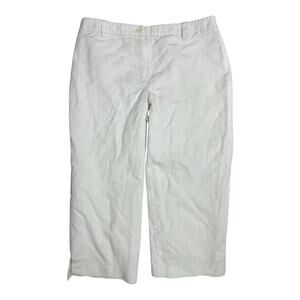 Ann Taylor Women Sz 6 White Cuffed Straight Leg Capri Office Pant Stripe Texture